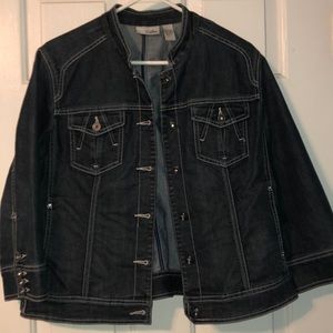 Chico’s denim jacket. Rhinestone buttons. Size 2